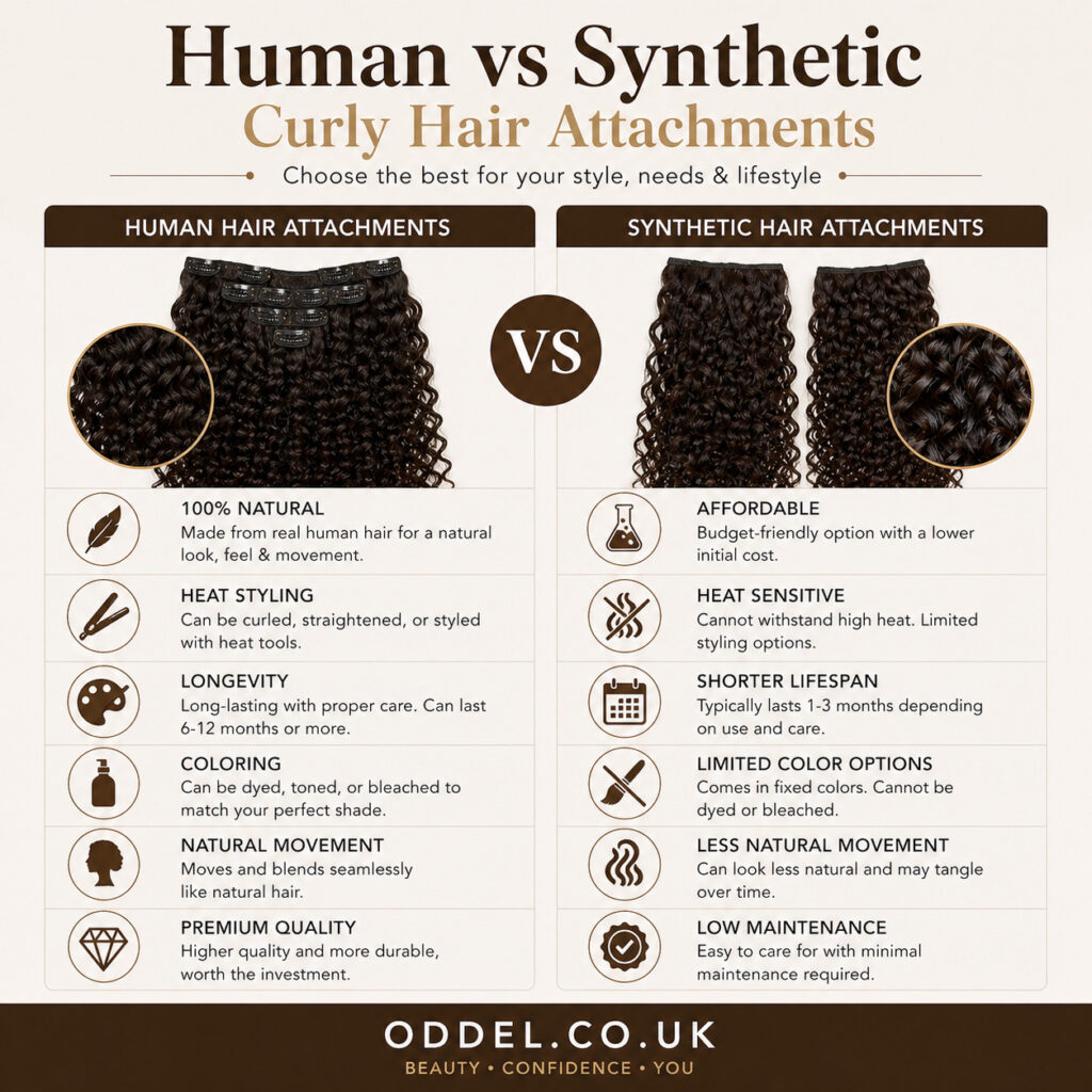 Human vs Synthetic Curly Hair Attachments