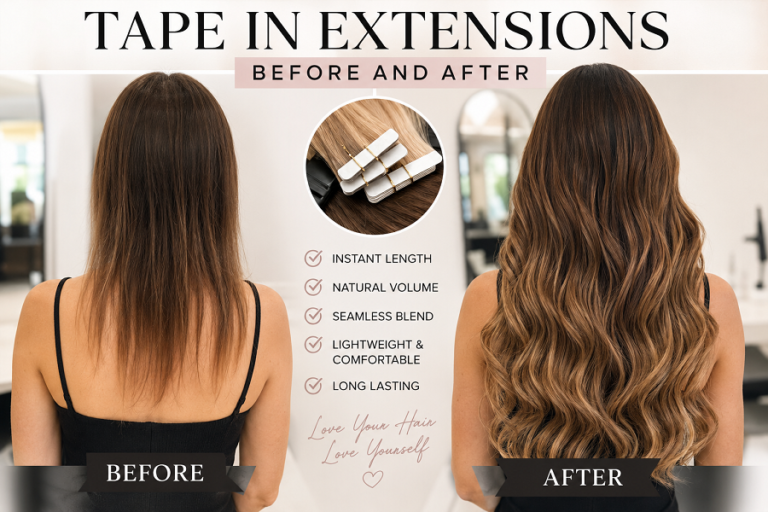 Tape In Extensions Before and After